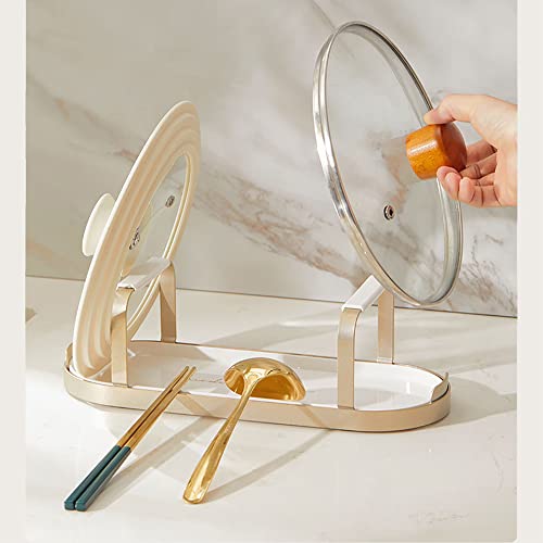 STARRY G Pot Lid Holder Stand, Kitchen Utensils Rest with Drip Pan, Cooking Spoon Rest with Lid Holder - Image 2