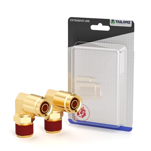 Image of TAILONZ PNEUMATIC 5PCS 1 /4 inch Tube OD x 1 /4 inch NPT Thread DOT Elbow Out Pipe Air Fittings, Push to Connect Fittings Air Brake Pipe Fittings for Cars, Trucks, Air Brake Systems, Etc.