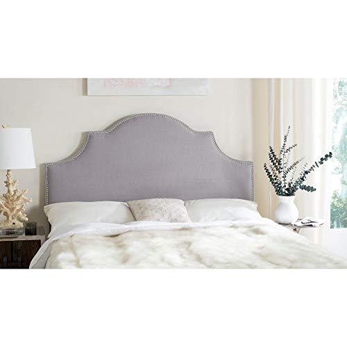 Safavieh Hallmar Arctic Grey Upholstered Arched Headboard - Silver Nailhead (King)