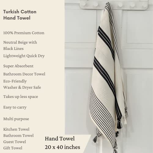 Myaprils Luxury Cotton Hand Towel, Kitchen Towel Home Decor Farmhouse Rustic, Neutral Black Hand Towels For Bathroom, Soft Thin Turkish Towels For Hair Face Guest Tea Dishcloth Spa, Gift Towel #TOP6