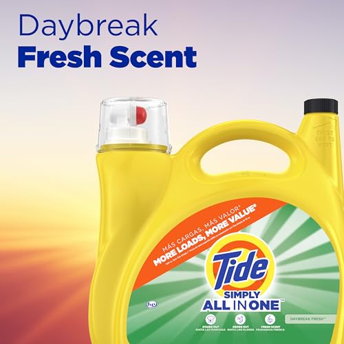 Image of Tide Simply All-In-One Liquid Laundry Detergent, Daybreak Fresh Scent, 138 Loads, 182 fl oz