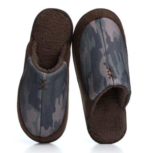 GOEWY Mens Two-Tone Scuff Slippers with Memory Foam Slip On House Shoes