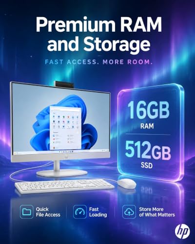 Image of HP All-in-One Desktop Computer, Core i3 N300, 16GB 512GB SSD