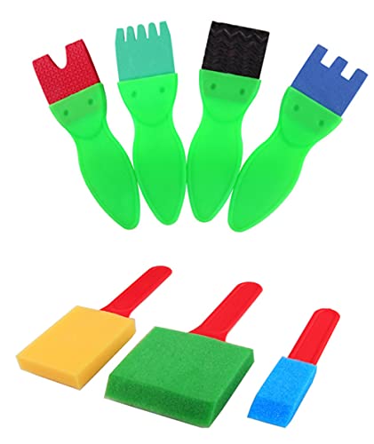 Yesier Paint Sponges For Kids Sponge Painting Brushes Early Learning Kids Painting Kits Early Learning Foam Brushes Art Crafts Sponge Brush Flower Pattern Brush, 43 Pack #TOP6