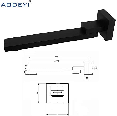 Ochoos Solid Bass Wall Outlet Wall Mounted Shower Spout Bath Tub Shower Mixer Faucet Spout Filler 180 degree Folding - (Color: Chrome Square)