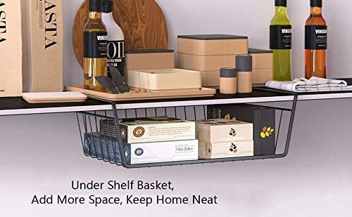 Image of Styleys Under Cabinet Storage Basket - Set of 2 Metal Wire Organizers with Dual Fit Hooks (13.5 inch) S11027A, White