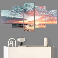 SIGNWIN 5 Panel Canvas Wall Art Multicolor Nature Neon Photography Trees Tropical for Home Decorations Ready to Hang - 60