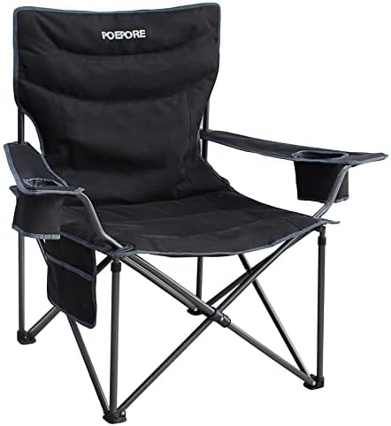 AIZUIWIY Padded Camping Chair Oversized Armrest Folding Chair with Storage Cup Holder,Side and Back Pocket Portable Outdoor Camp Chair Support 330 LBS for Adults