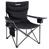 AIZUIWIY Padded Camping Chair Oversized Armrest Folding Chair with Storage Cup Holder,Side and Back