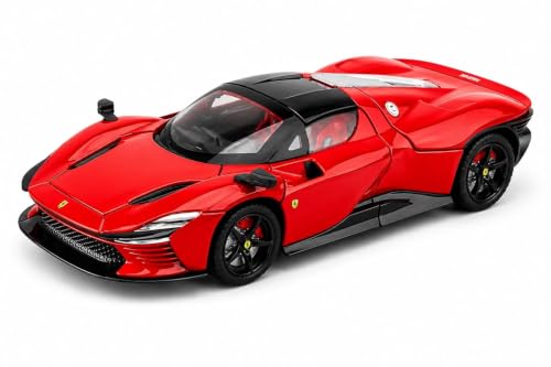 Image of WORSHIPER 1:22 Ferrari Daytona SP3 Diecast Model Car with Light & Sound, Openable Doors, Hood & Trunk, Removable Roof, Alloy Metal Sports Car Toy for Kids (1:22 Ferrari Daytona SP3-Red)
