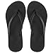 MORMIRAC Womens Slim Leather Comfortable Flip Flops Summer Beach Thong Sandals Arch Support Non Slip,Black US8