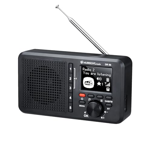 Albrecht DR 86 kleines Seniorenradio, 27861, DAB+/UKW, Musik Streaming, integrierter 2200mAh Akku, Transparent