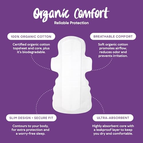 Image of oi Ultra Thin Period Pads with Wings, 100% Organic Cotton, 36 Count
