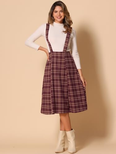 Jupe mi-longue à carreaux tartan femme Allegra K vintage jupe evasée A-line - 2
