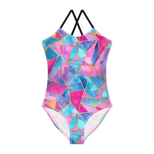 Pink Blue Diamond Girls One Piece Swimsuit Beach Swimwear 20849308