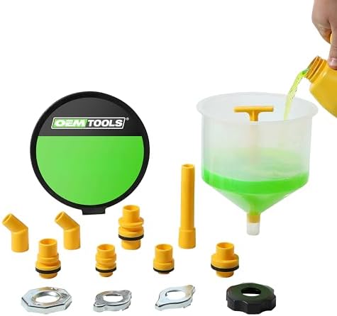 OEMTOOLS 87009 No-Spill Coolant Funnel Kit, 15 Pc Fluid & Oil Funnel Set