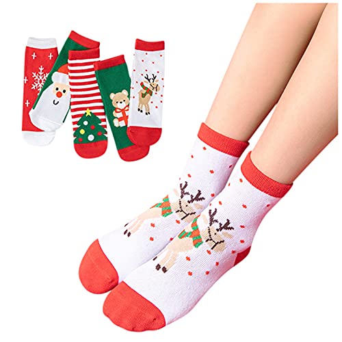Cocila Calcetines De Algodón Para Bebé, 5 Tubo, Dibujos Animados Niños Y Niñas En Pares Calcetines, Hombre Transpirables Calcetin Termico El Frio Mujer Algodon Warm Socks Termicos Finos Gordos