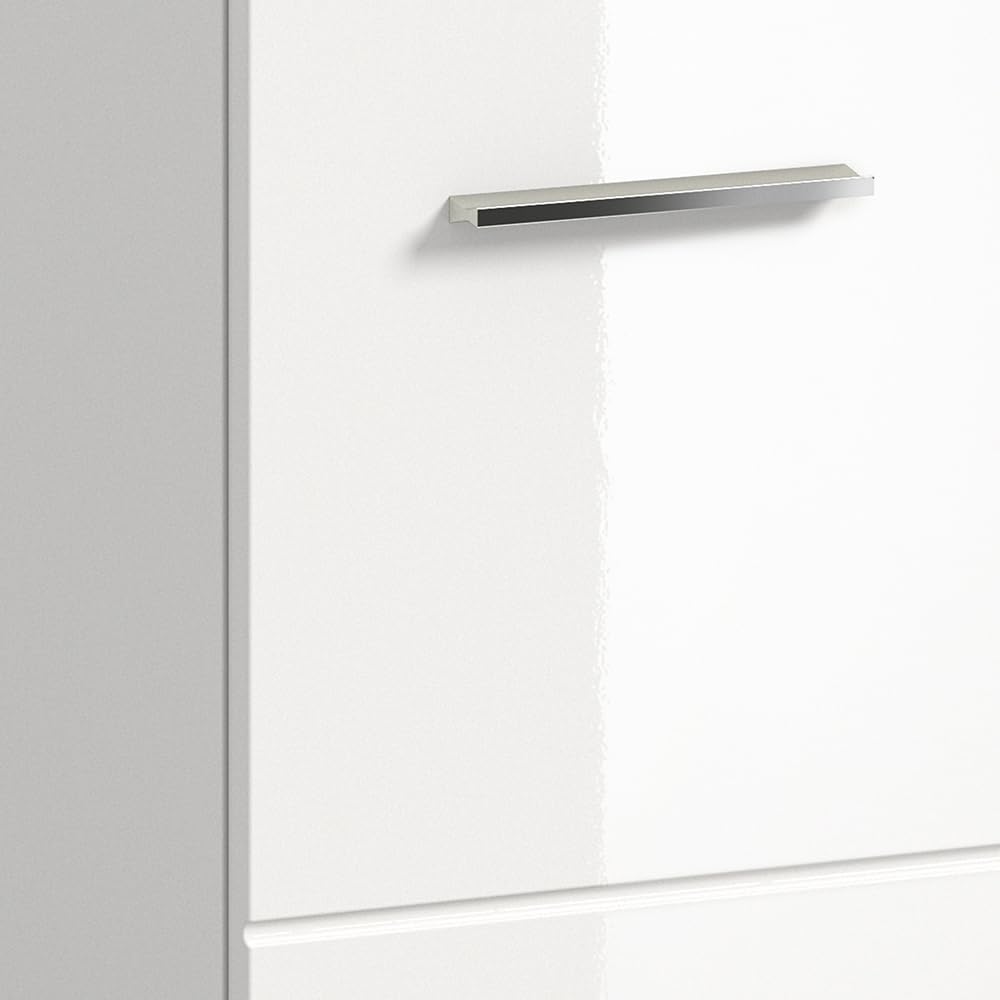 Lomadox Badezimmer Badmöbel-Set 3-teilig in weiß mit weiß Hochglanz, mit 1 Midischrank, 1 Spiegelschrank mit 3D-Funktion & 1 Waschbeckenschrank