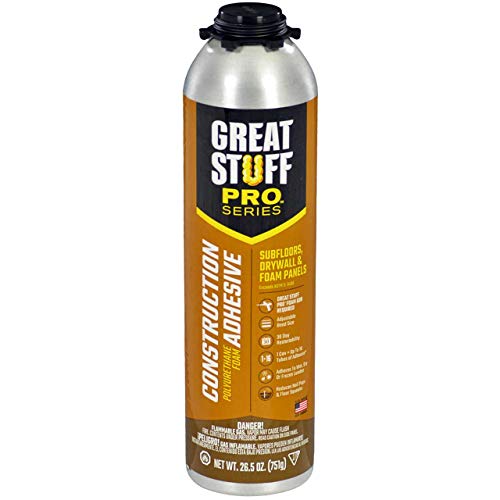 Great Stuff Pro Construction Adhesive For Wall & Floor - 26.5Oz Polyurethane Foam Adhesive For Subfloors, Drywall & Foam Panels. One Component, Off White, Pack Of 12. Applicator Gun Not Included #TOP5