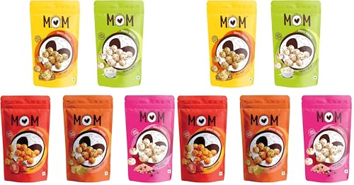 Image of MOM - Meal of the Moment, Roasted Makhana Pack of Himalayan Salt N Pepper, Tomato Achaari, Desi Chaat, Cheddar Cheese and Cream N Onion, 52g / 56g - Gluten Free | Anti Oxidants | MSG Free | Zero Trans Fat | No added Preservatives and No Artificial Flavours