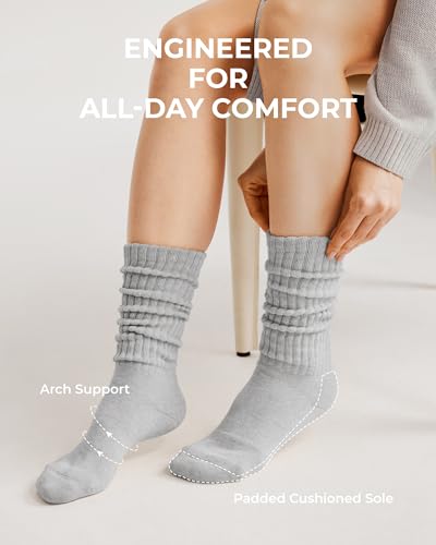 Image of FITRELL Slouch Socks for Women, 3 Pairs Soft Cotton Knee High Scrunch Tube Boot Socks