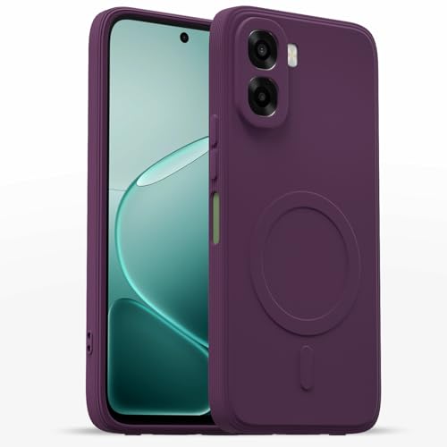 Image of Outlouders Back Cover for Oppo A6X 5G Soft Matte Silicone Cover with Slim Fit | Mag-Safe Logo (Not Mag-Safe Compatible) | Shockproof | Camera Protection Bumper Case (Purple)