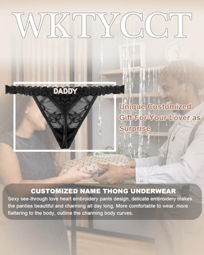 Image of Sexy Underwear for Women Lace Panties Sexy Thong with Funny Rhinestone Letters for Couple Gifts