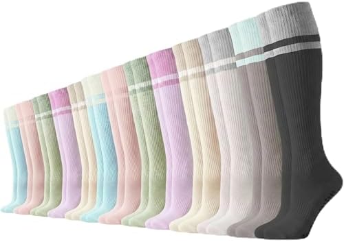 Edamon 4 Pairs-20-30 mmHg Compression Socks for Women Non-Slip with Arch Support, Ideal for Nursing, Pregnancy, Pilates & Prolonged Standing