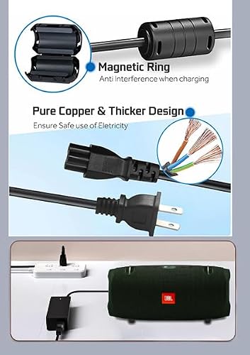 NBUNYOU 19V AC/DC 8.8FT Replacment for JBL Xtreme 2 Charger, Compatible with JBL Boombox, Xtreme, Extreme Portable Wireless Bluetooth Waterproof Speaker, Power Cord