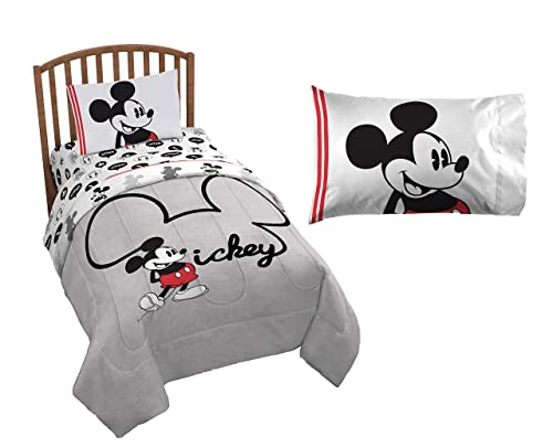 Jay Franco Disney Mickey Jersey 5-Piece Twin Bedding Bundle- Includes Bed Set, Pillowcase