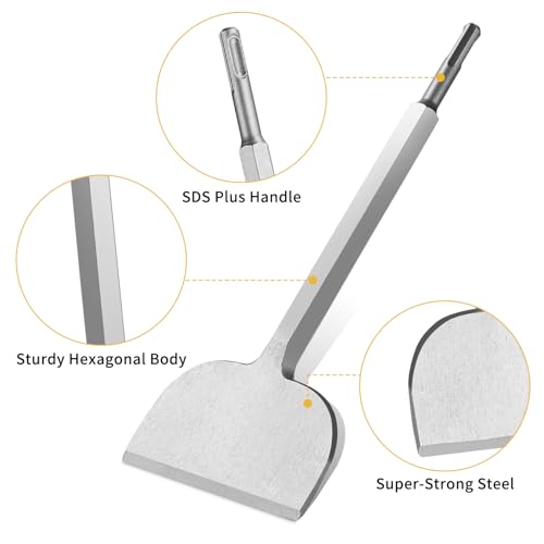 FAOKZE Meißel Set [3 tlg]. Flachmeißel SDS Plus 280 x 100 mm | 250 x 40 mm | 14 x 250mm, SDS Plus Meißel Breit breitmeißel für Fliesen, Beton, Naturstein, Mauerwerk usw