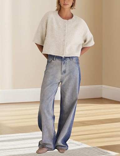 Springrain Cardigan Sweaters for Women Lightweight Knit Cropped Cardigan Button Up Solid Knitwear4