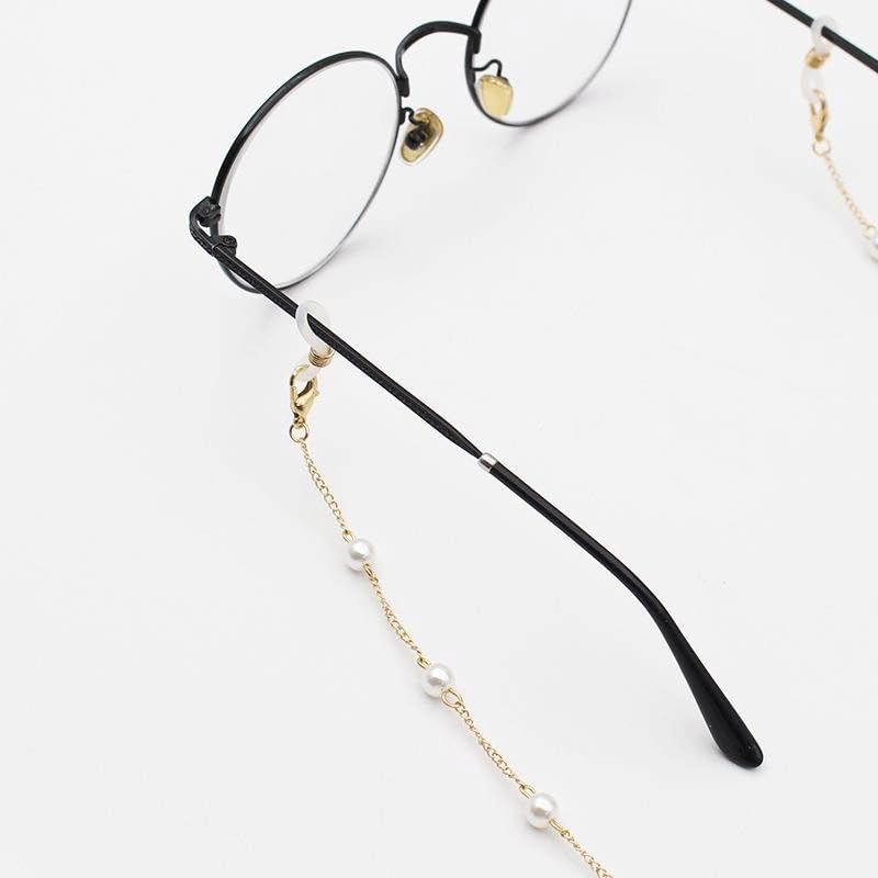 Chaîne de lunettes en perles et métal pour masque