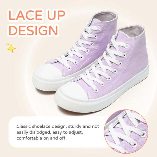 Duovodu Kids Canvas Sneakers for Girls Boys High Top Canvas Fashion Shoes Comfortable Classic Casual Lace up Walking Running Shoes136 Purple