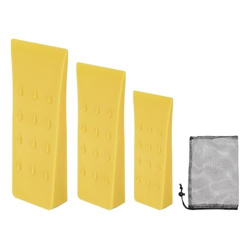 QUARKZMAN Cunei da Abbattimento in Plastica 3pz Cuneo Anteriore ABS 150/200/250 mm Cuneo Spaccalegna per Legna Alberi Legno con Borsa Accessori Forestali Foresta, Giallo