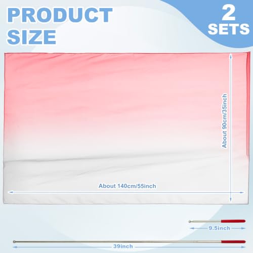 Image of Jecery 2 Pack Praise Dance Worship Flags, 35''x 55'', White Pink Red