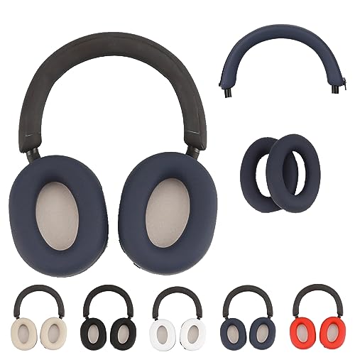 For WH-1000XM5 �p �J�o�[ �P�[�X �yNOUKAJU�z WH-1000XM5 �p �C���[�p�b�h/�w�b�h�o���h �ی�P�[�X �V���R���f�� �L�Y�h�~ �h�o �����h�~ ���􂢉\ 2-in-1 (�u���[)