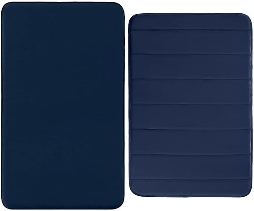 Gorilla Grip Alfombra de baño de espuma viscoelástica sólida y a rayas, alfombra de baño sólida en tamaño 24 x 17 pulgadas y alfombra de baño de