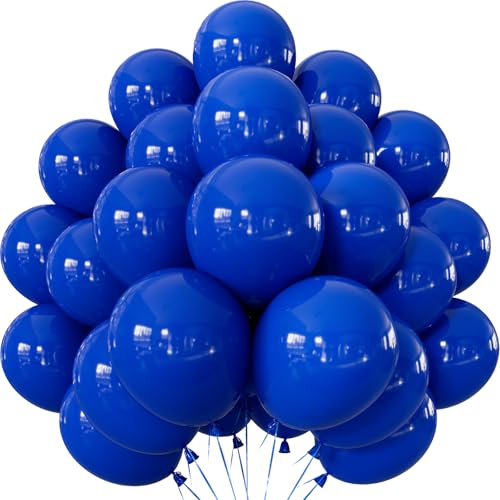 Adeyoo Royal Blue Balloons - 50 Pcs Blue Balloons 12 Inch Round Latex Balloon with Ribbons Party Balloon for Birthday Baby Shower Wedding Anniversary Party Decorations Photo Backdrop Supplies