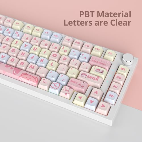 Image of XDA Profile Keycaps 133 Keys PBT Keycap Dye-Sublimation Custom Keycaps for MX Switches 60% 75% 100% Mechanical Gaming Keyboards(Cream Strawberry)