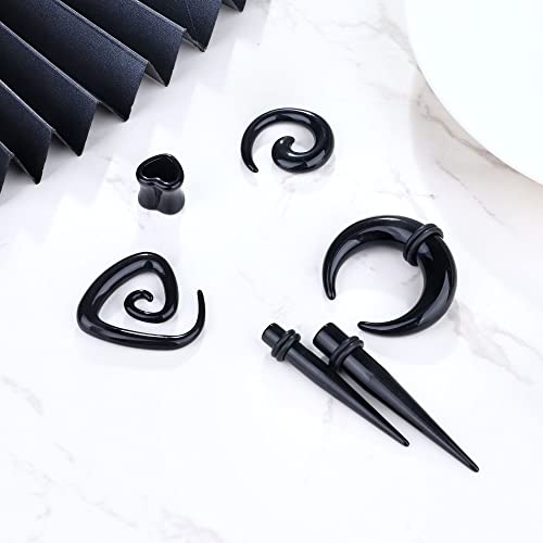 Ubjuliwa 102Pcs Ear Stretching Kit 14G-00G Ear Gauges Expander Set Acrylic Tapers Plugs Silicone Tunnels Horseshoes Taper Spiral Tapers Gauges for Ears Body Piercing Jewelry4