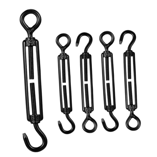 5pcs Tensores de Cable de Acero Inoxidable para Tensado de Cables de Servicio Pesado con Gancho Ajustable para Luces de Cuerda, Colgado de Cuadros y Uso en Jardín miniatura 1