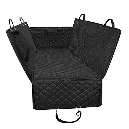 Honest Luxury Quilted Dog Car Seat Covers with Side Flap Pet Backseat Cover for Cars, Trucks, and Suv's - Waterproof & Nonslip Diamond Pattern Dog Seat Cover Black Large (57''Wx60''L)