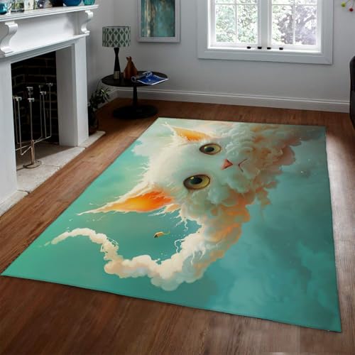 Tapis chat cuisine antidérapant et lavable à poil bas doux