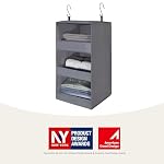 GRANNY SAYS 3-Shelf Hanging Closet Organizer, Foldable Storage, Gray - Image 4