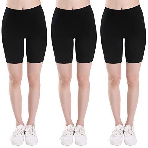 INNERSY Pantalones Cortos Niña Negros Shorts Algodon Antirozaduras Culotte Ciclismo Deporte 3 Pack (14-16 años, Negro)