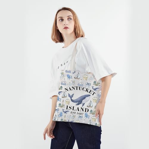 Bolso tote PWHAOO con faro de la isla Nantucket, fundado en 1687, regalo para amantes de la costa miniatura 5