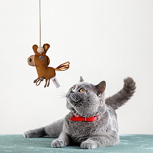 Image of BarkButler x Fofos Cat Wand Toy Donkey Interactive Cat Teaser Toy | US Grade Catnip Inside | for Kittens + Older Cats | Durable Wooden Stick + Robust Rope | Plush Donkey Toy | Durable Pet Toy