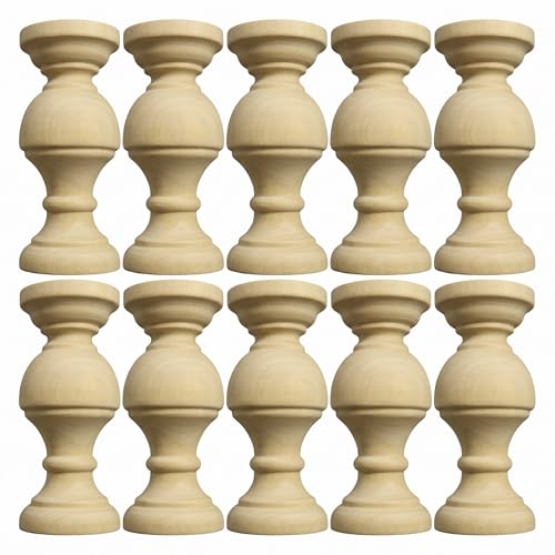 Balusters, Spindles, 10pcs Wood Spindles, Schima & Beech Wood Balusters For Diy Mid-century Furniture, 2.36x0.98 Inch, Natural Color