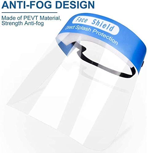 All-Round Protection Cap with Clear Wide Visor Spitting Anti-Fog Lens, Lightweight Transparent Shield with Adjustable Elastic Band for Men Women 2 Pack
